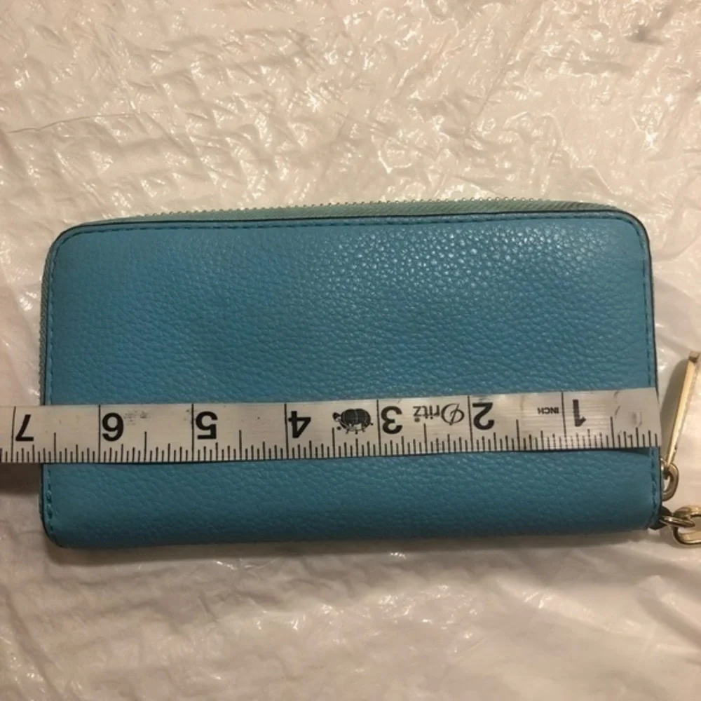 Michael kors blue leather clutch wristlet wallet bag